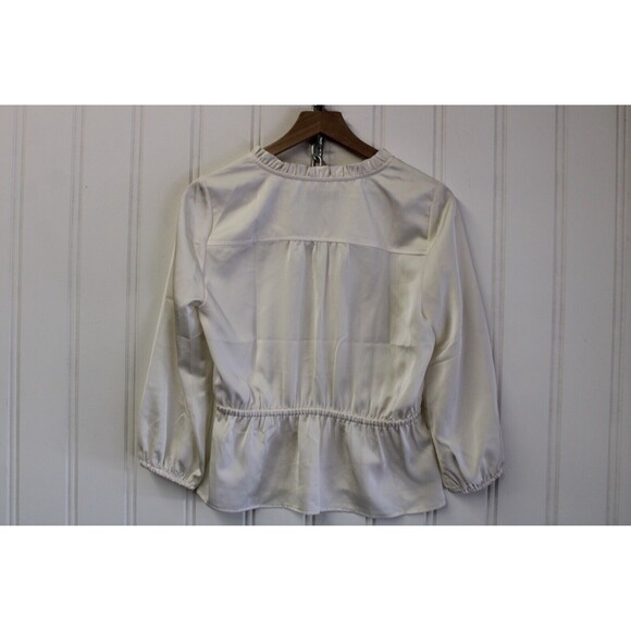 J.Crew Off White Satin Crepe Peplum Hem Blouse Size‎ 2 - Picture 10 of 10